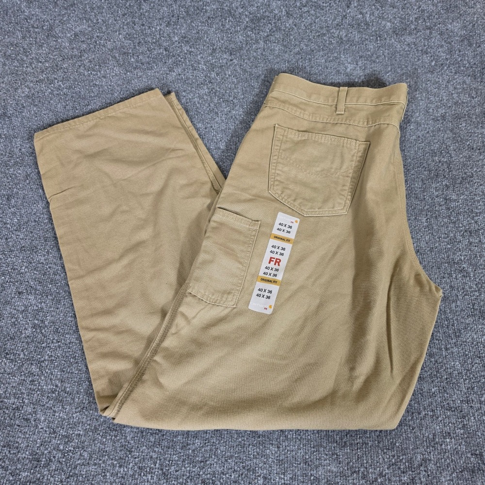 NWT Carhartt FR Flame Resistant Original Fit Khaki Work Pants 40x36 FRB159-GKH
